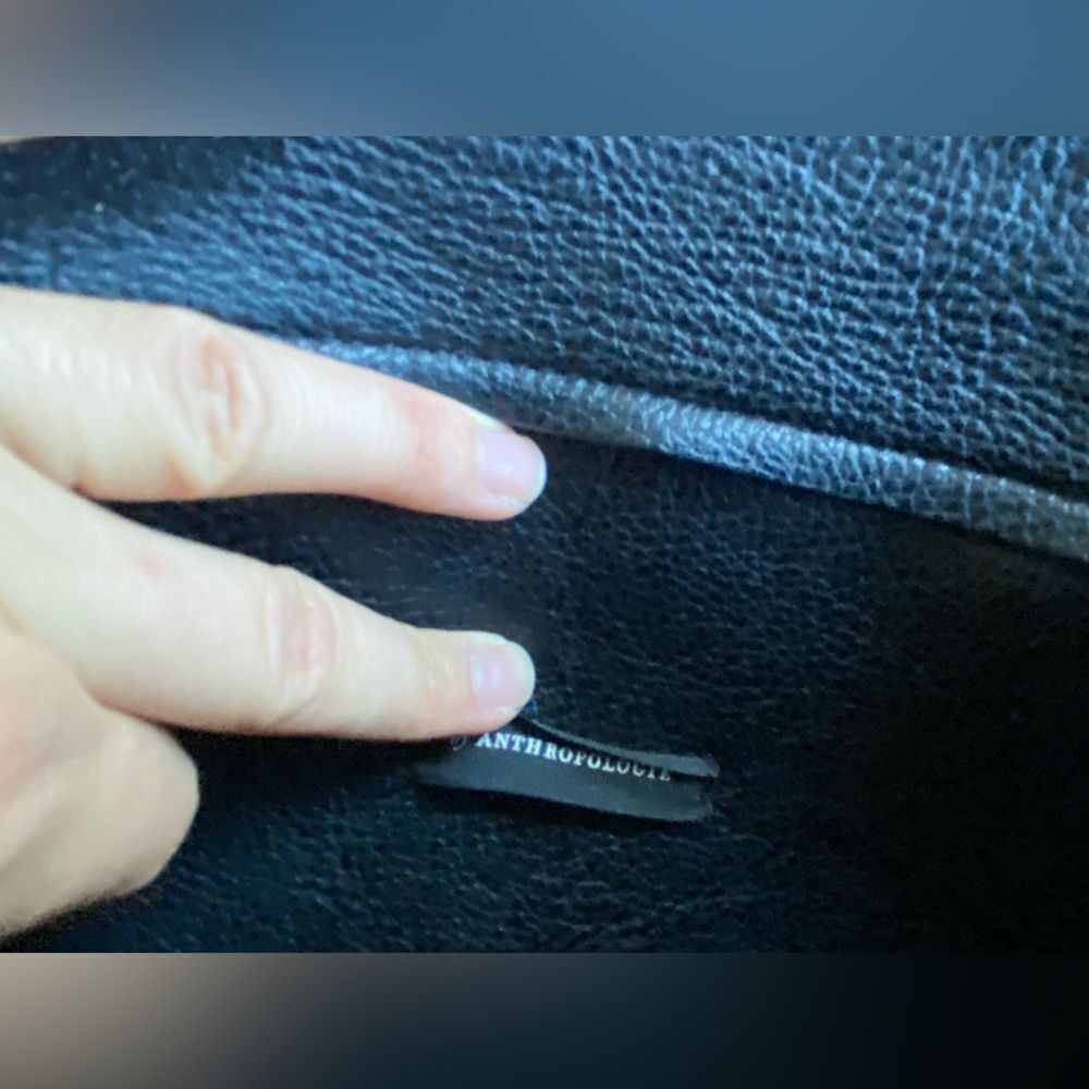 Anthropologie Black Leather Clutch Bag with Suede Tassel - Picture 8 of 8